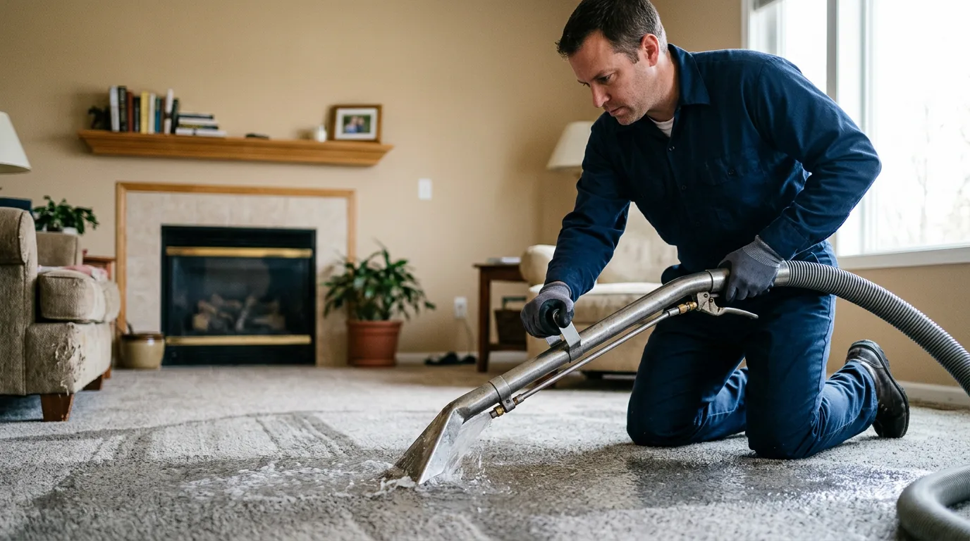 Water damage restoration technician working near Pine City, NY